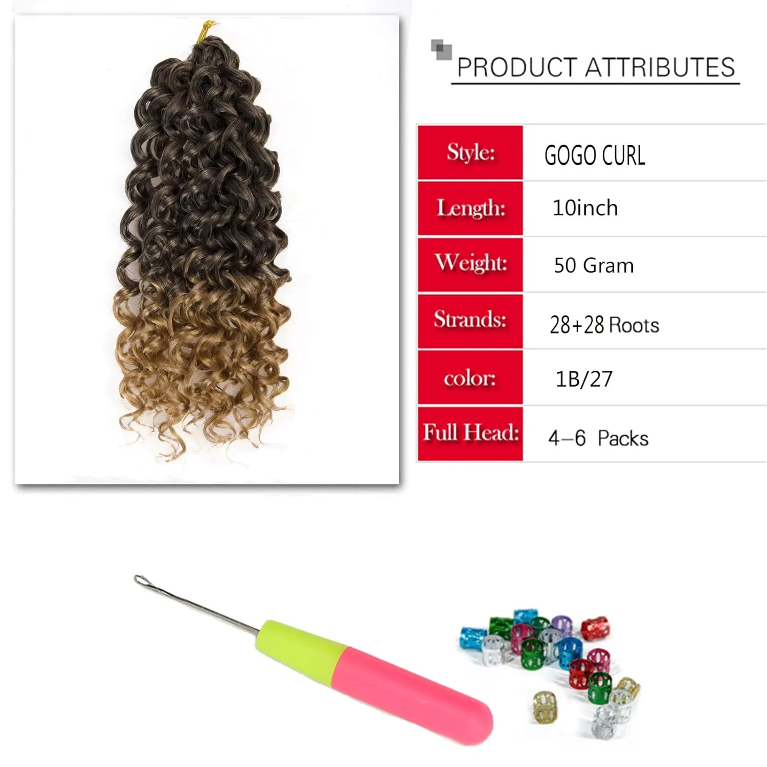 Short GoGo Curl Crochet hair Deep Wave Crochet hair,Ombre Bohemian Crochet hair Natural Blonde Synthetic Ocean Wave Braiding hair Extensions (10inch,5Packs,1B/27)