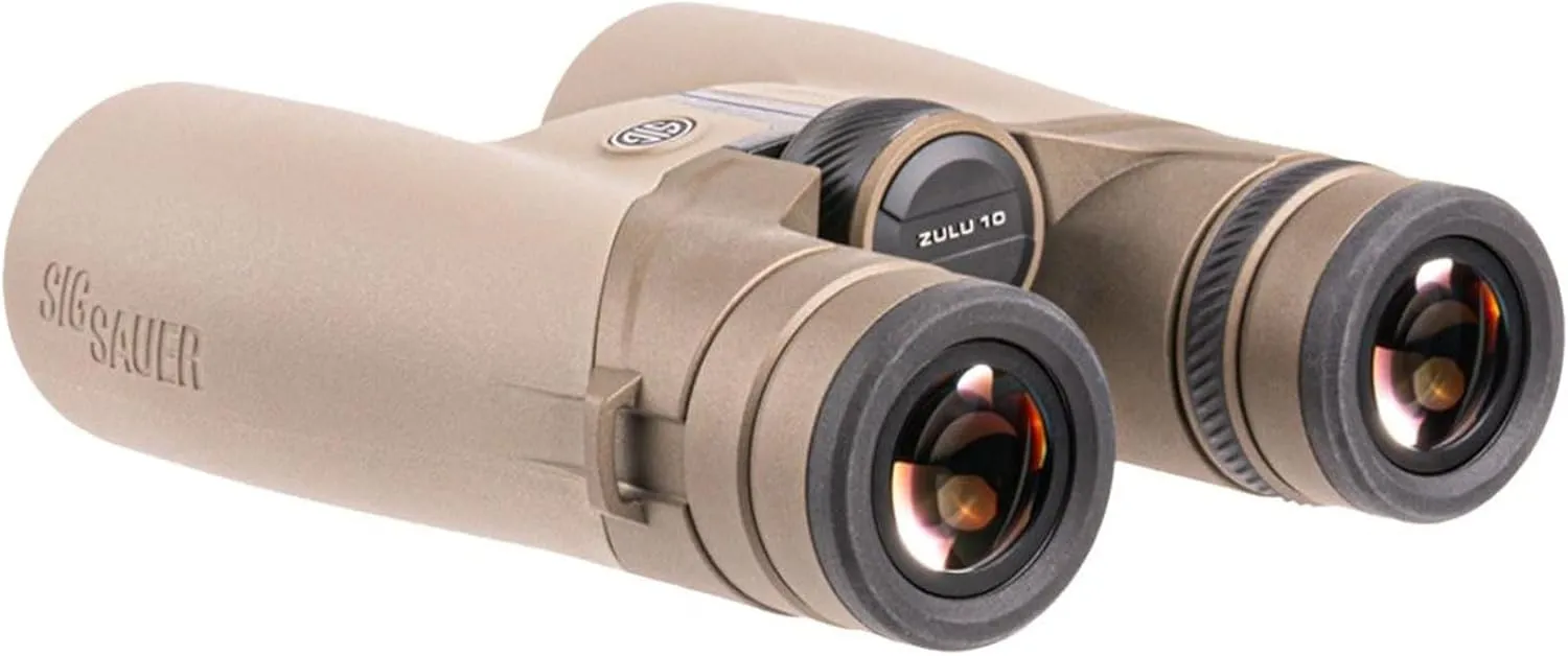 SIG SAUER ZULU10 HDX Waterproof Fogproof Durable Abbe-Koenig Prism Ergonomic Closed Bridge FDE Hunting Binoculars with Anti-Reflective Lenses - Molded EVA Carrying Case Included, 12x50