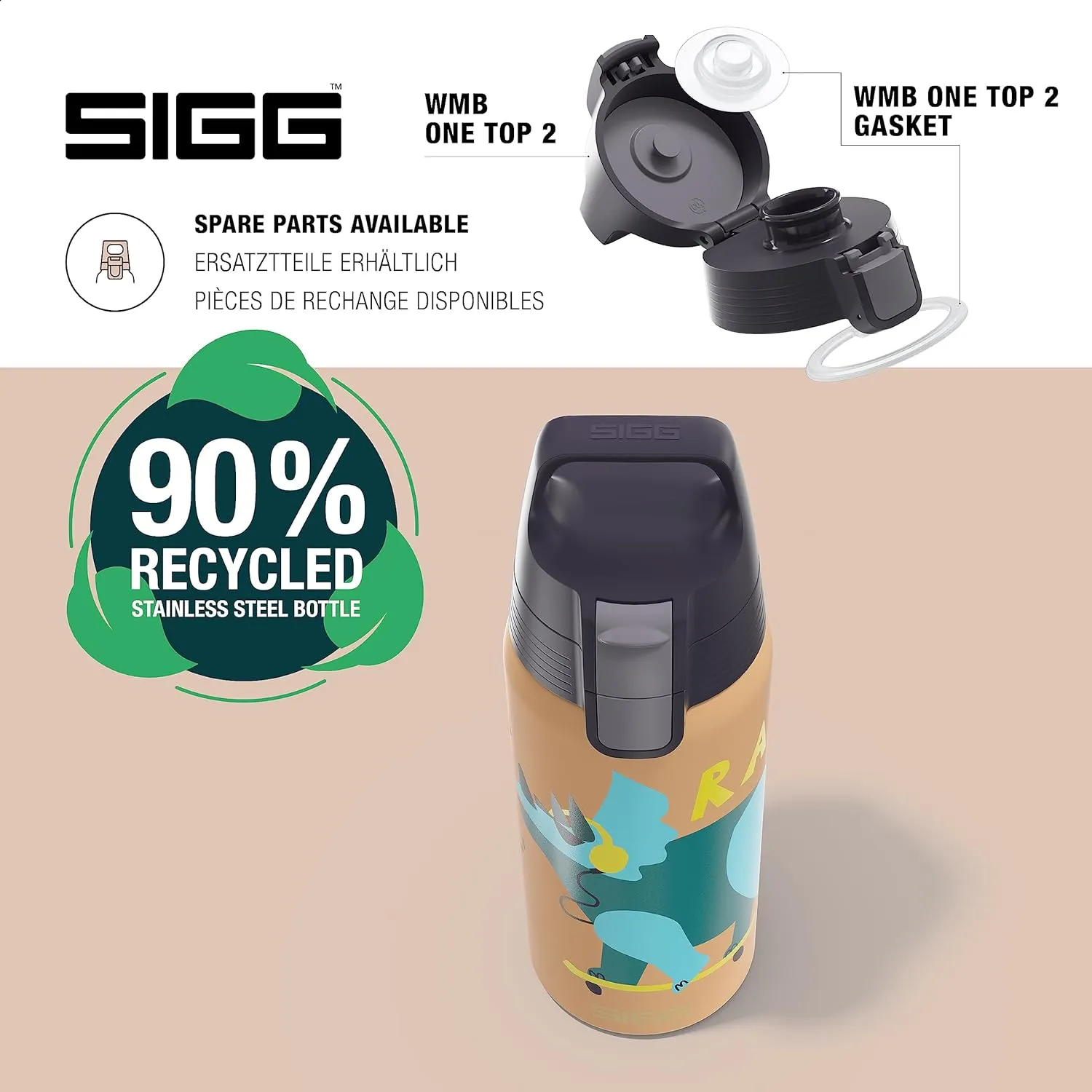 SIGG - Insulated Kids Bottle - Shield One Therm - For Carbonated Beverages - Dishwasher Safe - Stainless Steel - 17 Oz