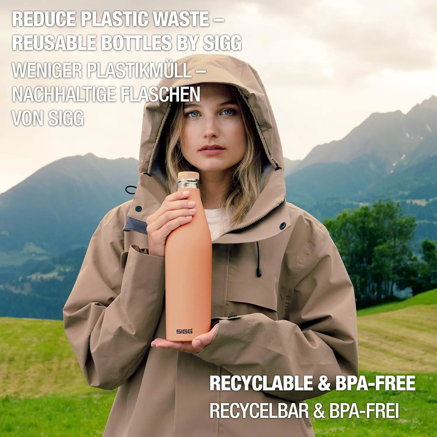 SIGG - Insulated Water Bottle - Meridian Shy Pink - Leakproof & Extra-Slim - BPA Free - Plastic Free - 18/8 Stainless Steel - Double Walled - Bamboo Screw Top - Pink - 17 Oz