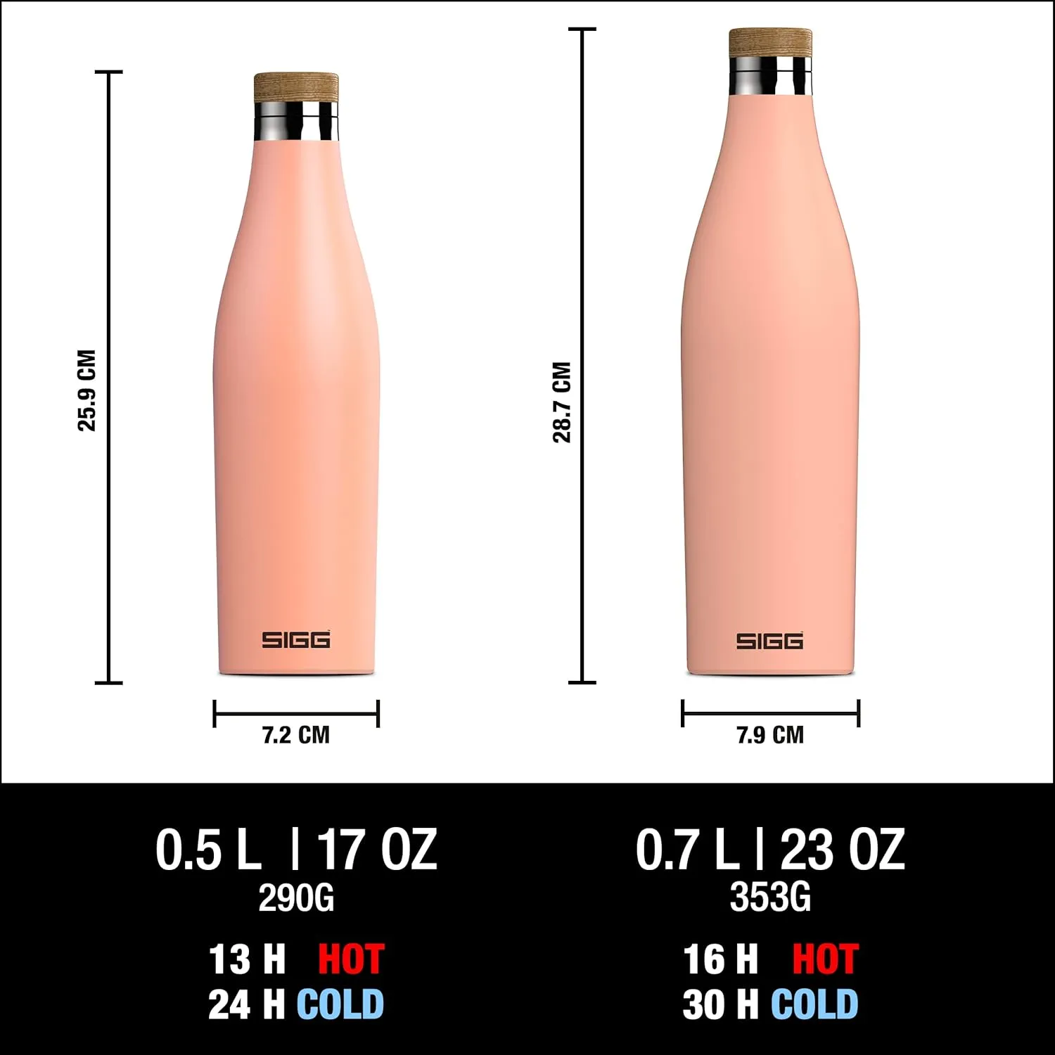 SIGG - Insulated Water Bottle - Meridian Shy Pink - Leakproof & Extra-Slim - BPA Free - Plastic Free - 18/8 Stainless Steel - Double Walled - Bamboo Screw Top - Pink - 17 Oz