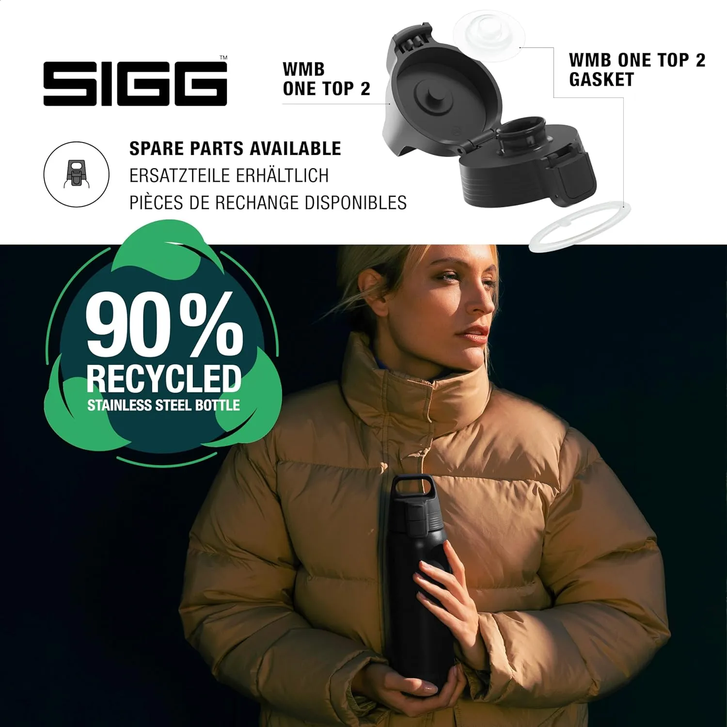 SIGG - Shield Therm- Stainless Steel Insulated Water Bottle - Carbonated Drinks, Leakproof, BPA Free, Recycled, 25, 34Oz