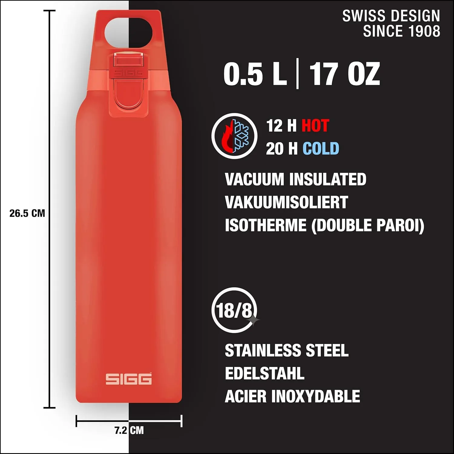SIGG - Thermo Flask Hot & Cold ONE - Insulated Water Bottle - Tea Filter - Leakproof - BPA-Free - Stainless Steel - 17Oz