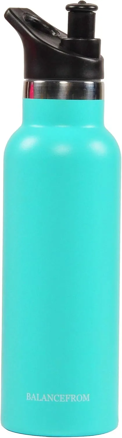 Signature Fitness Double-Wall Vacuum Insulated Stainless Steel Water Bottle, 3 Caps Included, Multiple Colors and Sizes