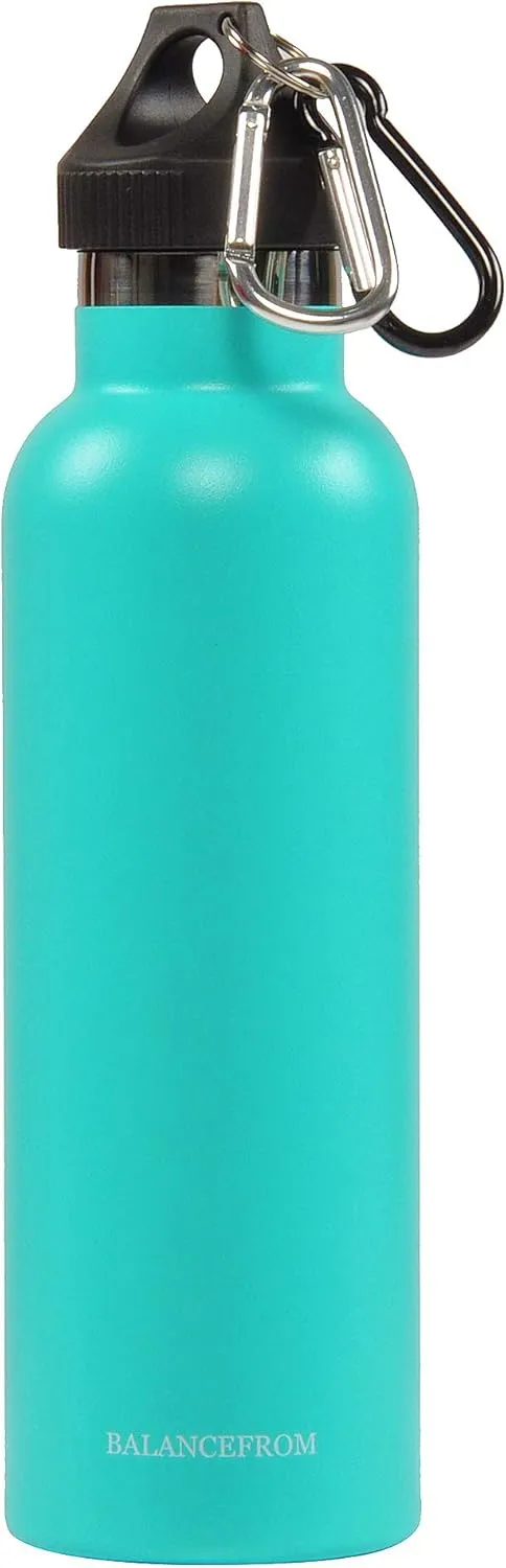 Signature Fitness Double-Wall Vacuum Insulated Stainless Steel Water Bottle, 3 Caps Included, Multiple Colors and Sizes
