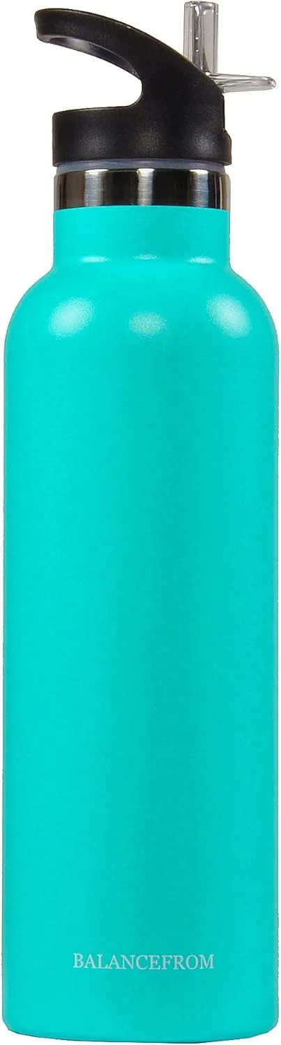 Signature Fitness Double-Wall Vacuum Insulated Stainless Steel Water Bottle, 3 Caps Included, Multiple Colors and Sizes