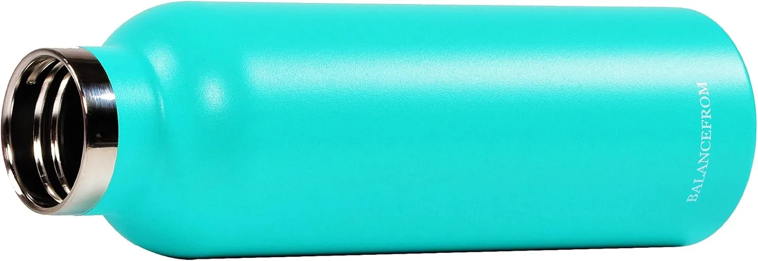 Signature Fitness Double-Wall Vacuum Insulated Stainless Steel Water Bottle, 3 Caps Included, Multiple Colors and Sizes