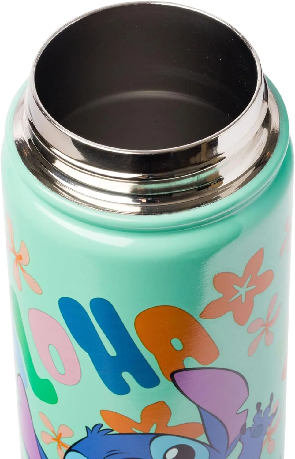 Silver Buffalo Disney Lilo and Stitch “Aloha” Stainless Steel Water Bottle with Swivel Handle Featuring Stitch, 20 Ounces