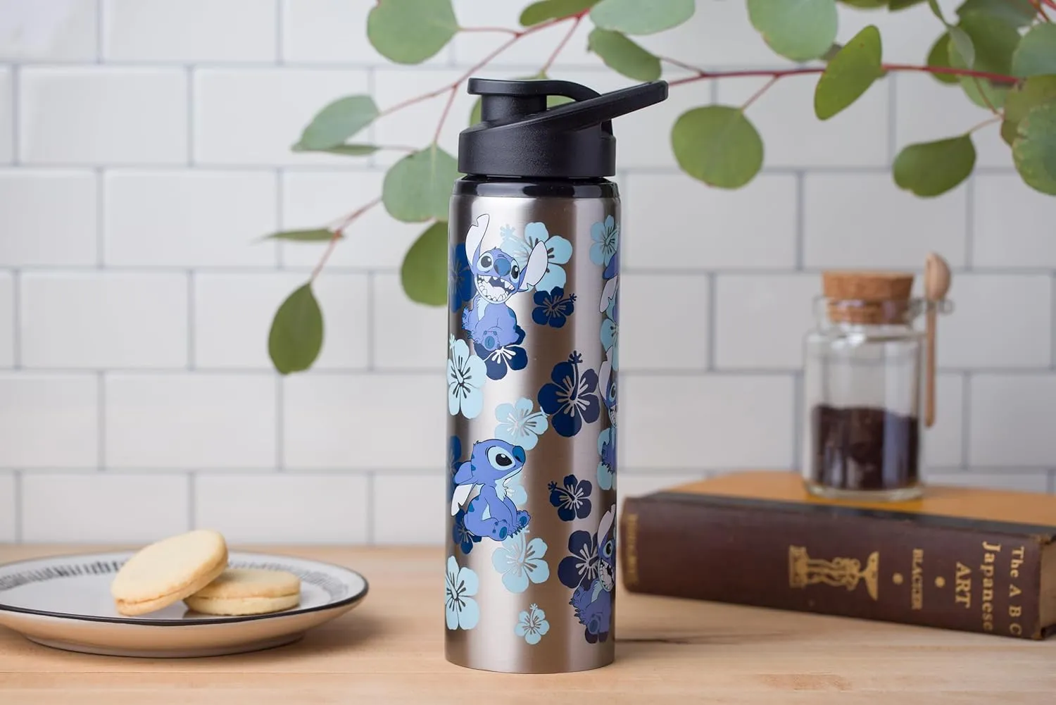 Silver Buffalo Disney Lilo and Stitch Double Walled Stainless Steel Water Bottle, 25 Ounces