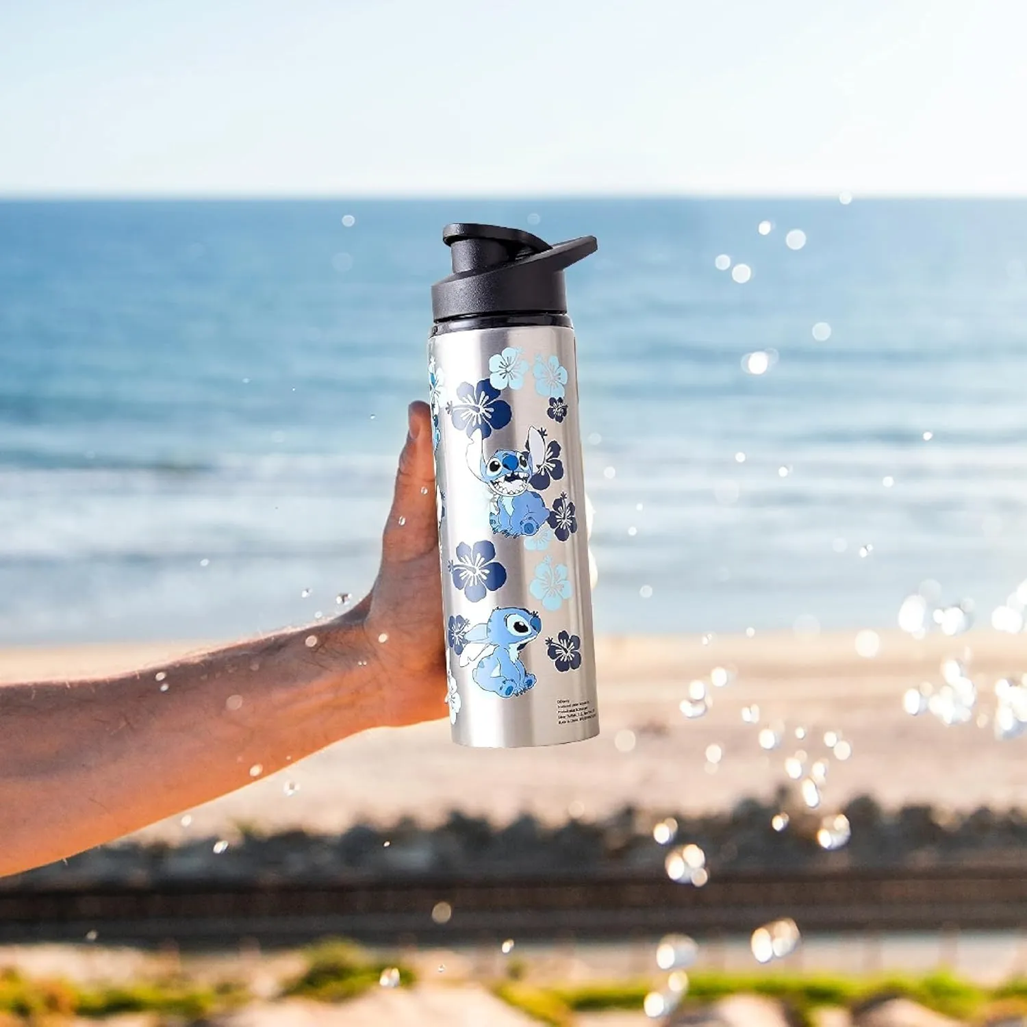 Silver Buffalo Disney Lilo and Stitch Double Walled Stainless Steel Water Bottle, 25 Ounces