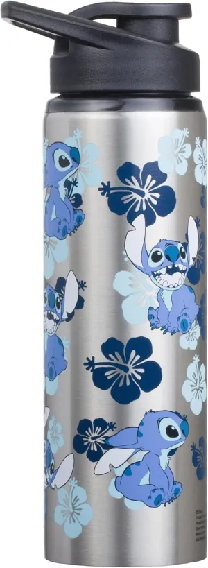 Silver Buffalo Disney Lilo and Stitch Double Walled Stainless Steel Water Bottle, 25 Ounces