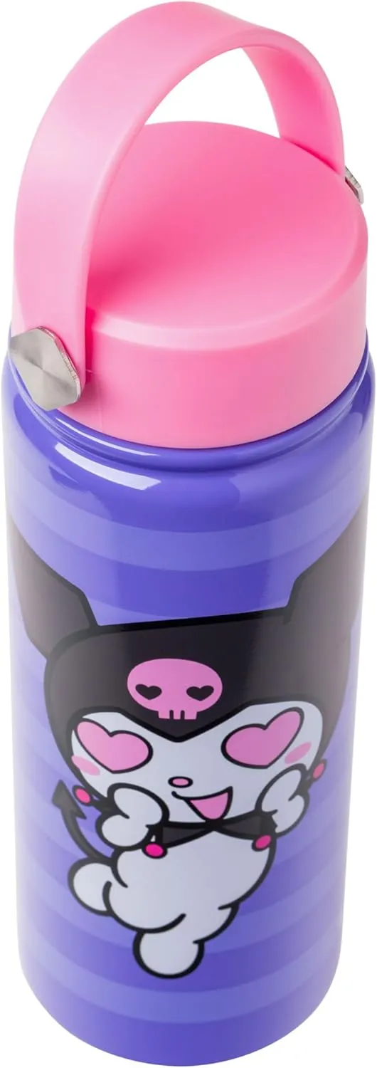 Silver Buffalo Sanrio Hello Kitty and Friends Stainless Steel Water Bottle with Swivel Handle Featuring Kuromi, 20 Ounces