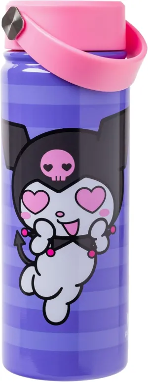 Silver Buffalo Sanrio Hello Kitty and Friends Stainless Steel Water Bottle with Swivel Handle Featuring Kuromi, 20 Ounces