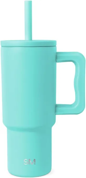 Simple Modern Kids 24 oz Tumbler with Handle and Silicone Straw Lid | Spill Proof and Leak Resistant | Reusable Stainless Steel Bottle | Gift for Kids Boys Girls | Trek Collection | Ocean Water
