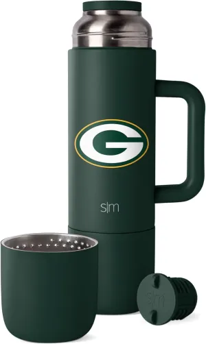 Simple Modern Officially Licensed NFL Green Bay Packers 36oz Insulated Hot Beverage Bottle with 2 Mugs | Coffee Thermos | Twist and Pour Top | Travel Friendly | Roam Collection | Green Bay Packers