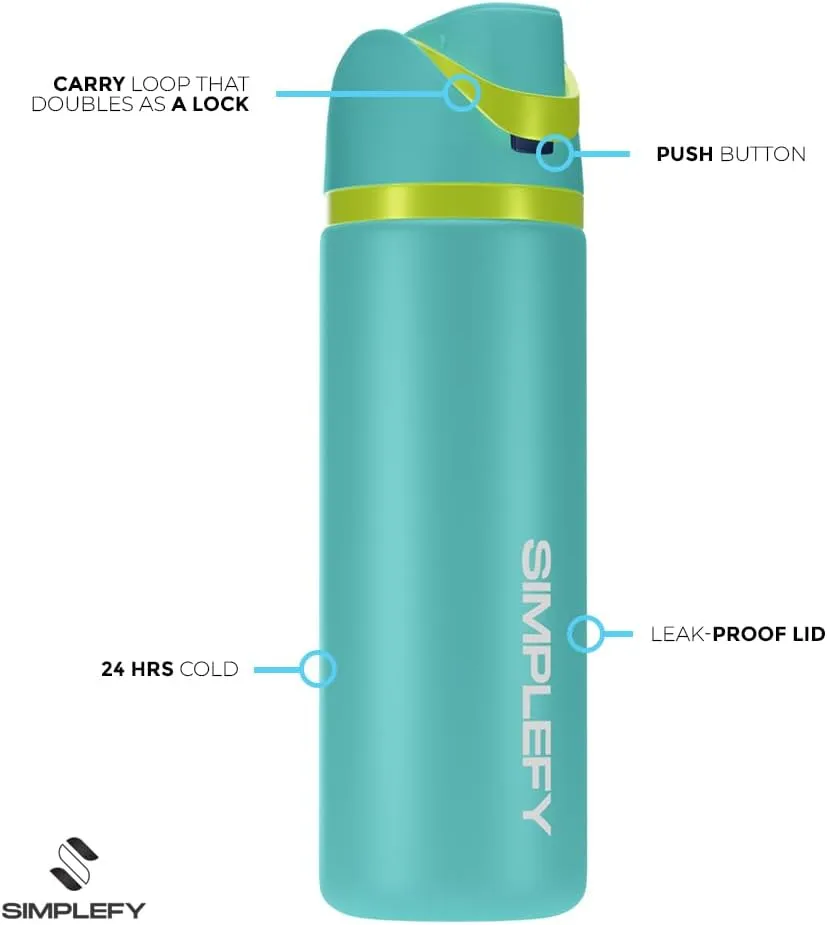 SIMPLEFY 32oz Insulated Stainless Steel Water Bottle with Straw and Locking Lid – BPA-Free, Leak-Proof, Double Wall Travel Tumbler for Sports, Gym, and Everyday Use