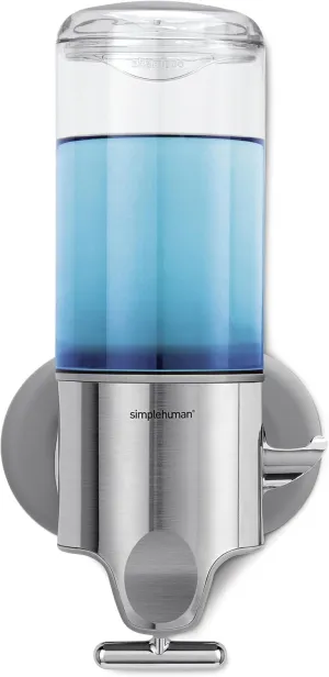 simplehuman Single Wall Mount Shower Pump, 15 fl. oz. Shampoo and Soap Dispenser, Stainless Steel