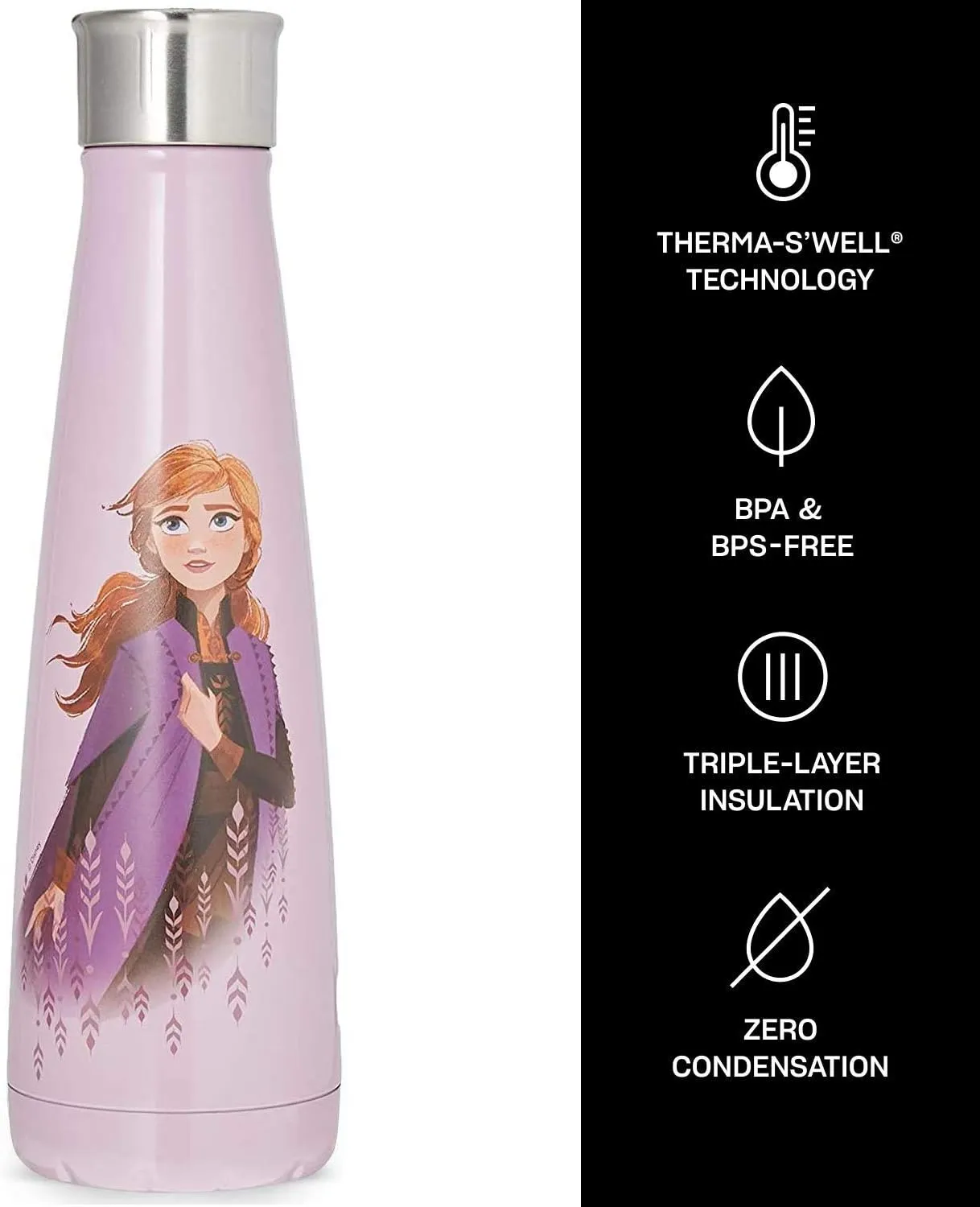 S'ip by S'well Stainless Steel Water Bottle - 15 Fl Oz - Bold Anna - Double-Layered Vacuum-Insulated Containers Keeps Drinks Cold for 24 Hours and Hot for 10 - BPA-Free Travel Water Bottle