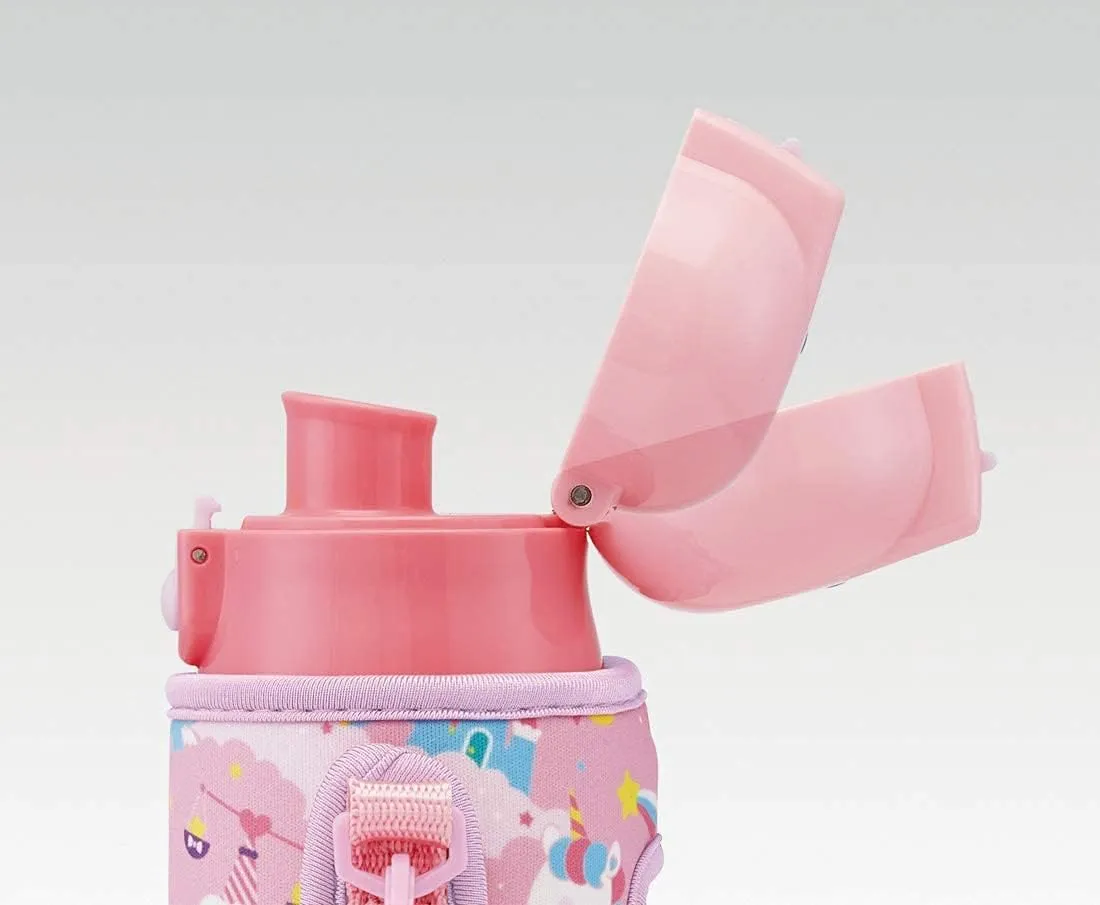 Skater KSDC4 Girls Direct Drinking Stainless Steel Water Bottle, 16.5 fl oz (470 ml), Includes Bottle Cover, Unicorn