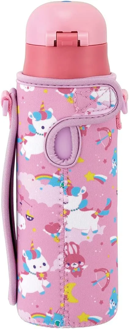 Skater KSDC4 Girls Direct Drinking Stainless Steel Water Bottle, 16.5 fl oz (470 ml), Includes Bottle Cover, Unicorn