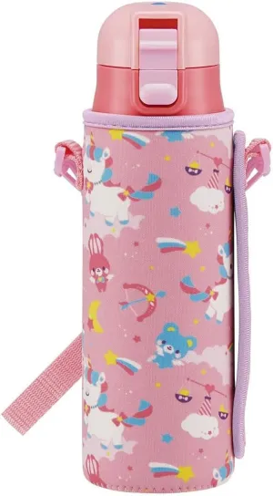 Skater KSDC4 Girls Direct Drinking Stainless Steel Water Bottle, 16.5 fl oz (470 ml), Includes Bottle Cover, Unicorn