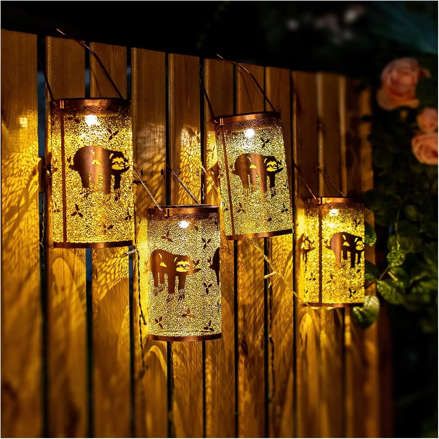Sloth Solar Lanterns Outdoor Waterproof Hanging Solar Lights Sloth Gifts for Women Men Metal Decorative LED Sloth Lanterns for Garden Decor,Yard,Patio,Lawn,Tabletop,Pathway,Landscape