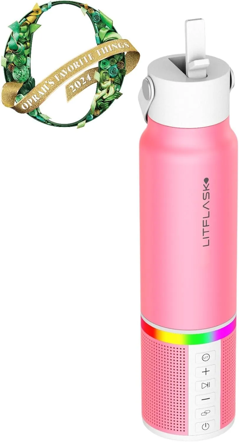 Smart Water Bottle with Premium Bluetooth Speaker, Portable Charger, LED Light, Stainless Steel, Mix & Match Colors, 20oz - Oprah's Favorite Things 2024