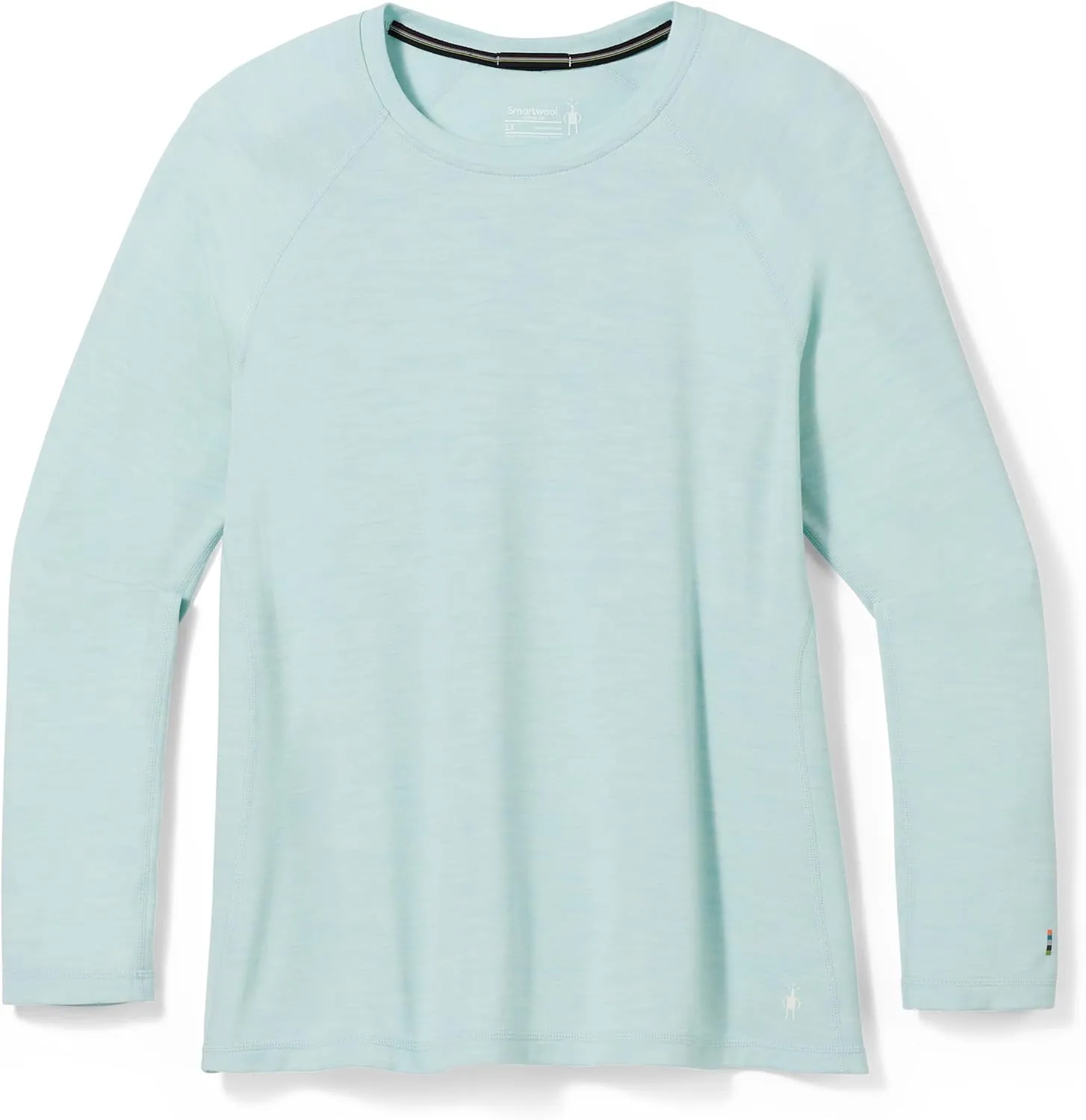 Smartwool Women's Plus Size Classic Thermal Merino Wool Base Layer Crew (Slim Fit), Bleached Aqua Heather, 3X
