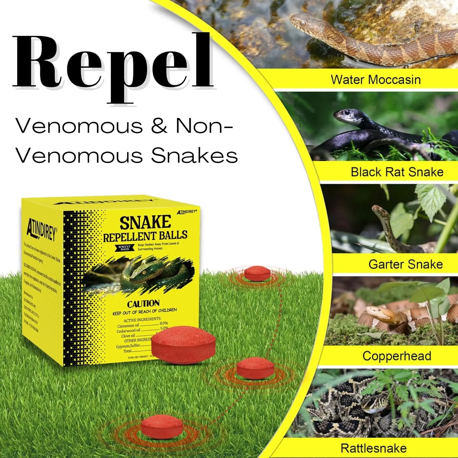Snake Repellent Balls for Yard - Powerful Outdoor Protection | Pet & Child Safe | Natural Snake Deterrent for Home, Garden, Camping | Targets Copperhead & Rattlesnakes