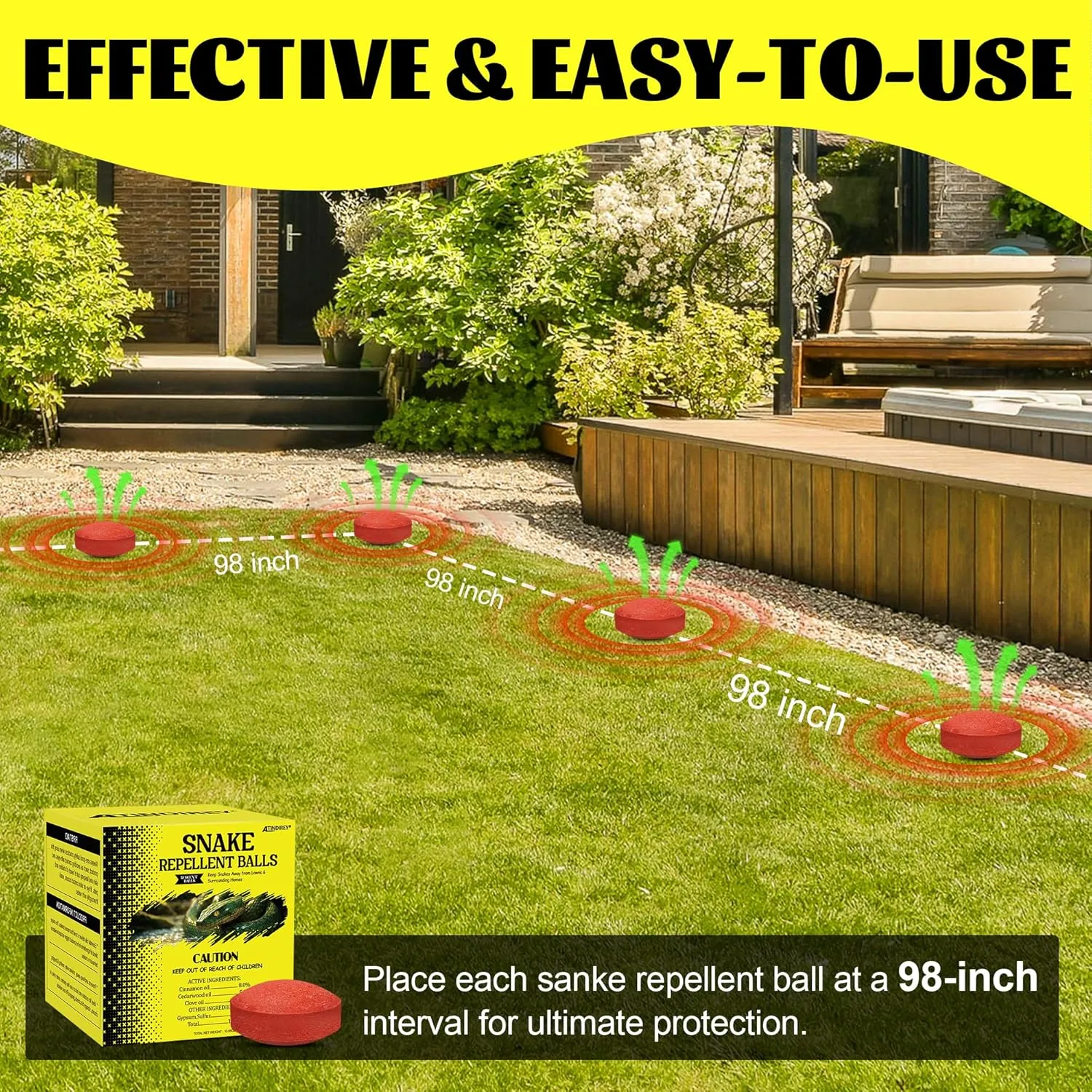 Snake Repellent Balls for Yard - Powerful Outdoor Protection | Pet & Child Safe | Natural Snake Deterrent for Home, Garden, Camping | Targets Copperhead & Rattlesnakes