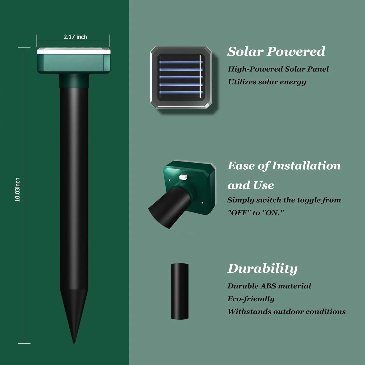 Snake Repellent for Yard & Outdoors - Solar-Powered Sonic Snake Deterrent Devices - Rattlesnake Repellent Waterproof & Pet Safe