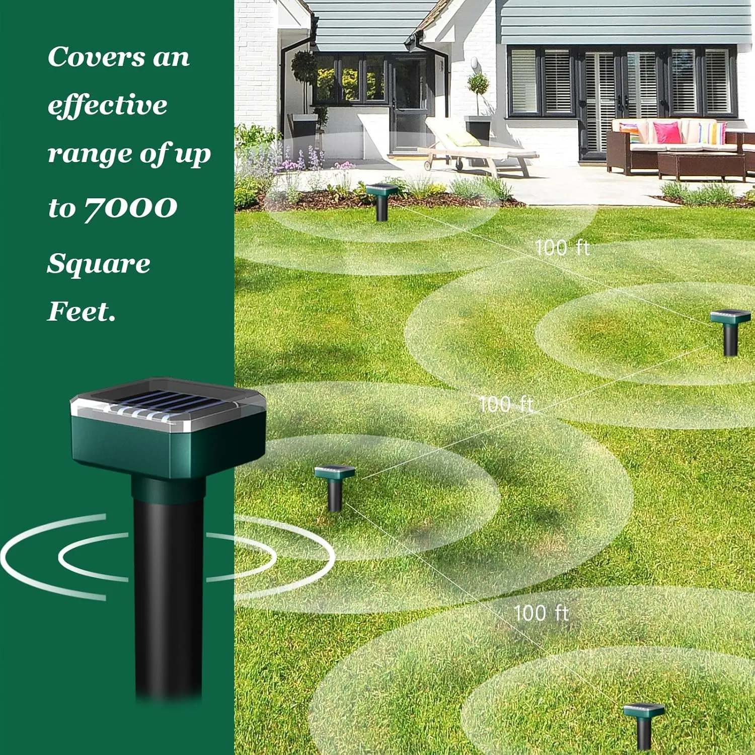 Snake Repellent for Yard & Outdoors - Solar-Powered Sonic Snake Deterrent Devices - Rattlesnake Repellent Waterproof & Pet Safe