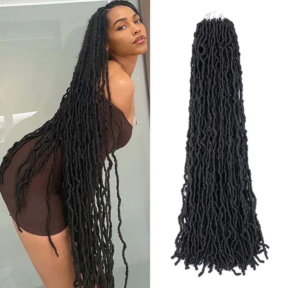 Soft Faux Locs 36 inch Crochet Hair 2# Whole Strand No Extended Pre-looped Long Super Lightweight Synthetic Distressed Locs For Black Women (36 Inch, 2#, Pack of 6)