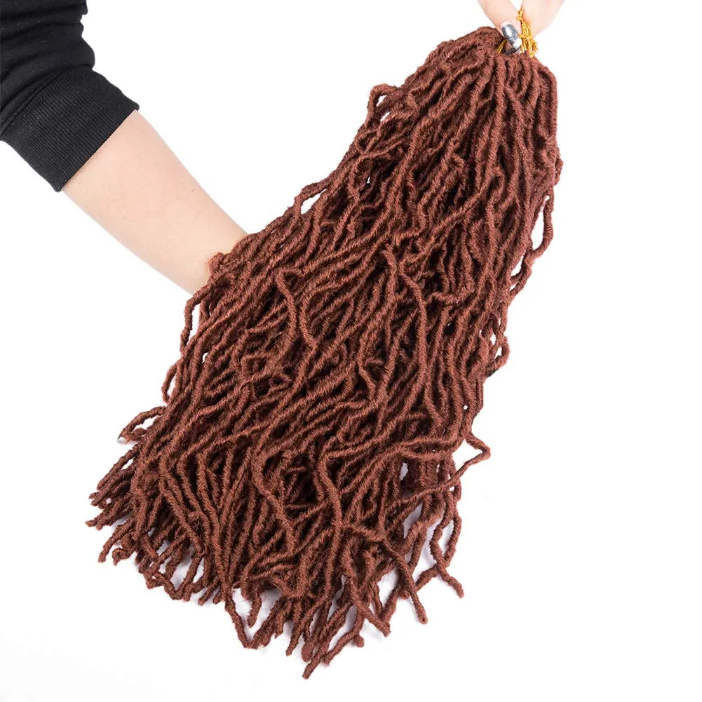 soft locs crochet hair 18 Inch 6 Packs copper red Curly Wavy Crochet Synthetic Braiding Hair Extensions Dreads Crochet for black women(18 inch, 350)