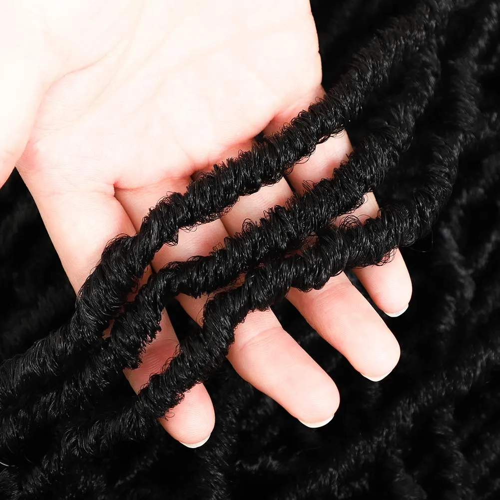 Soft locs crochet hair 24 inch 6 packs black faux locs crochet hair curly wavy crochet braids synthetic hair african hair extensions for black women (24 inch, 1B)