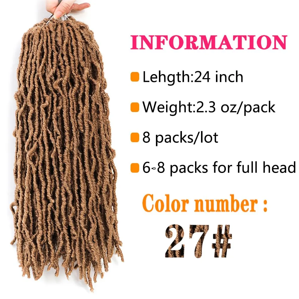 Soft Locs Crochet Hair 24 Inch 8 Packs Faux Locs Crochet Hair Butterfly Locs Pre looped Braids Synthetic Crochet Hair for Women (24 inch 27#)