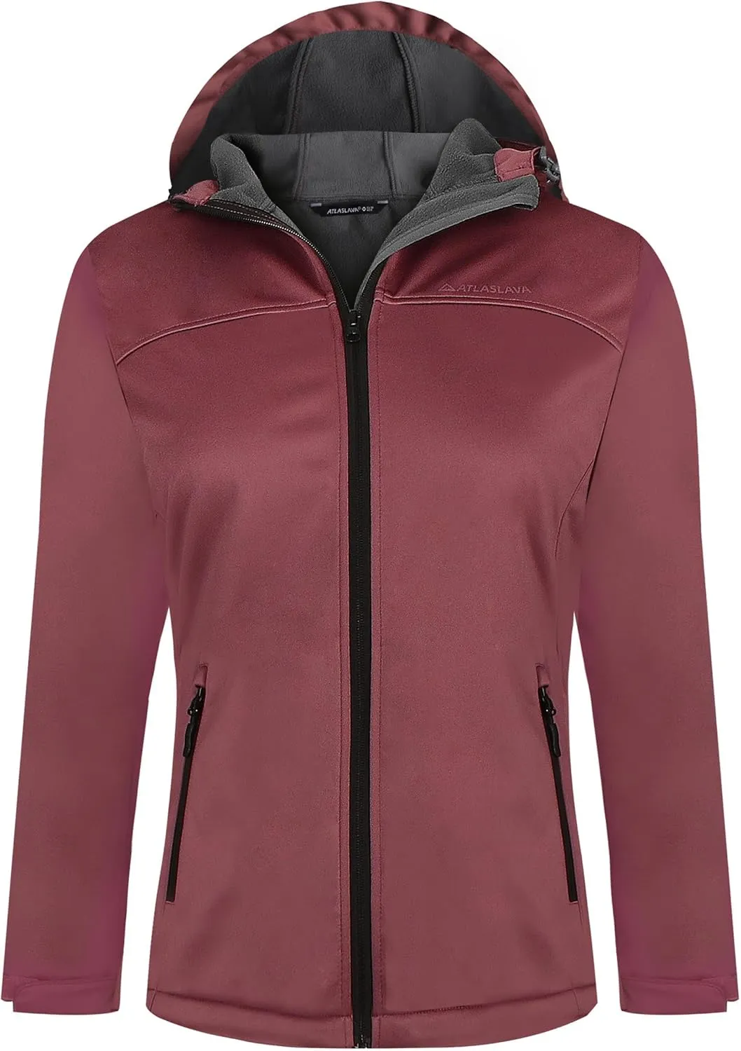Softshell Jacket Women Fleece Lined Lightweight Jacket Waterproof Coat with Hooded Outdoor Hiking