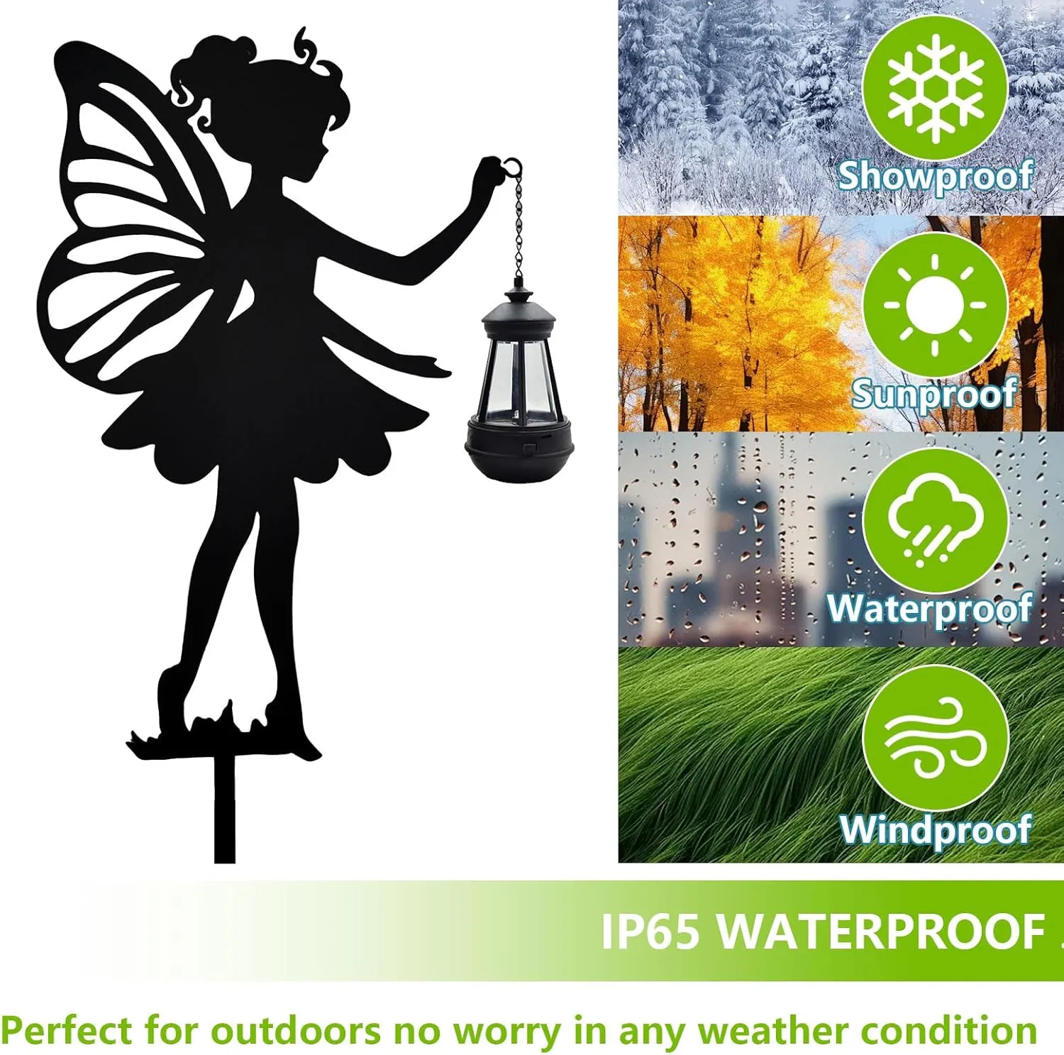 Solar Fairy Garden Decor Stakes Fairy Dance Decorative, Outdoor Stakes Fairy Holding Solar Lantern Garden Stakes for Garden Lawn Patio or Courtyard