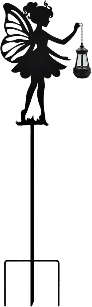 Solar Fairy Garden Decor Stakes Fairy Dance Decorative, Outdoor Stakes Fairy Holding Solar Lantern Garden Stakes for Garden Lawn Patio or Courtyard