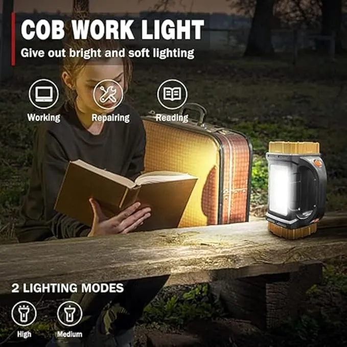 Solar Handheld Flashlights Spotlight Updated Rechargeable Double-Headed High Lumens Camping Essentials Lantern, 2 Light Modes Portable Searchlight