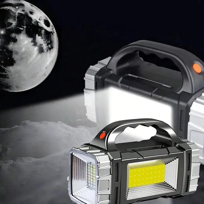 Solar Handheld Flashlights Spotlight Updated Rechargeable Double-Headed High Lumens Camping Essentials Lantern, 2 Light Modes Portable Searchlight
