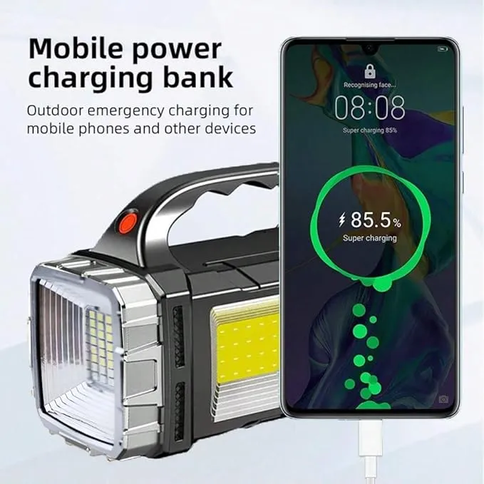Solar Handheld Flashlights Spotlight Updated Rechargeable Double-Headed High Lumens Camping Essentials Lantern, 2 Light Modes Portable Searchlight