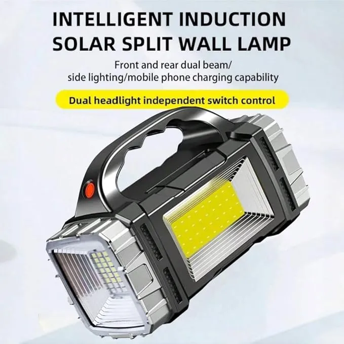 Solar Handheld Flashlights Spotlight Updated Rechargeable Double-Headed High Lumens Camping Essentials Lantern, 2 Light Modes Portable Searchlight