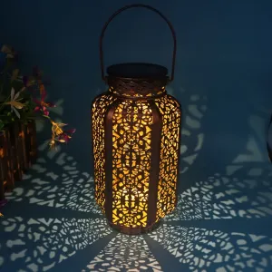 Solar Iron Lantern Versatile Outdoor Decor-CLOG
