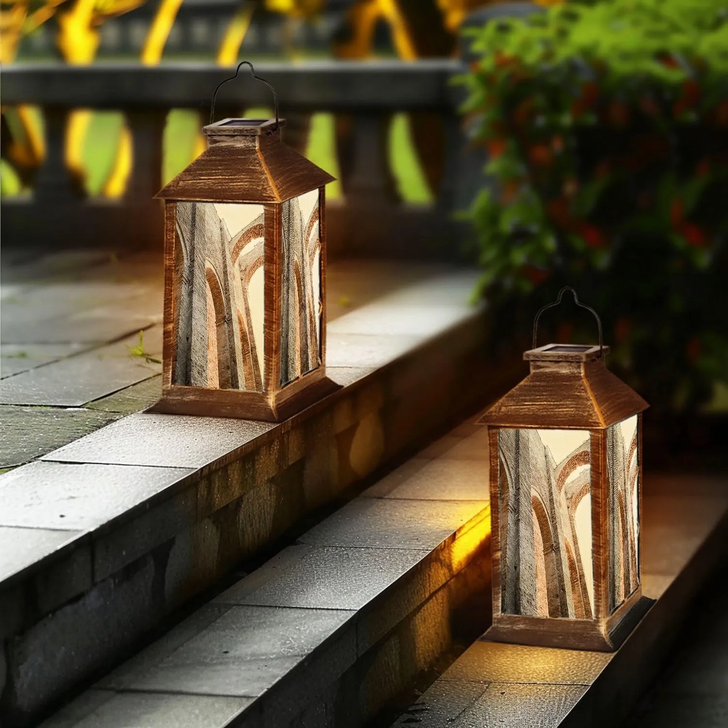Solar Lantern Abbey San Galgano Outdoor Garden Hanging Lantern Waterproof Solar Powered Lighting Outside Table Lamp for Deck Yard Camping Patio Decor
