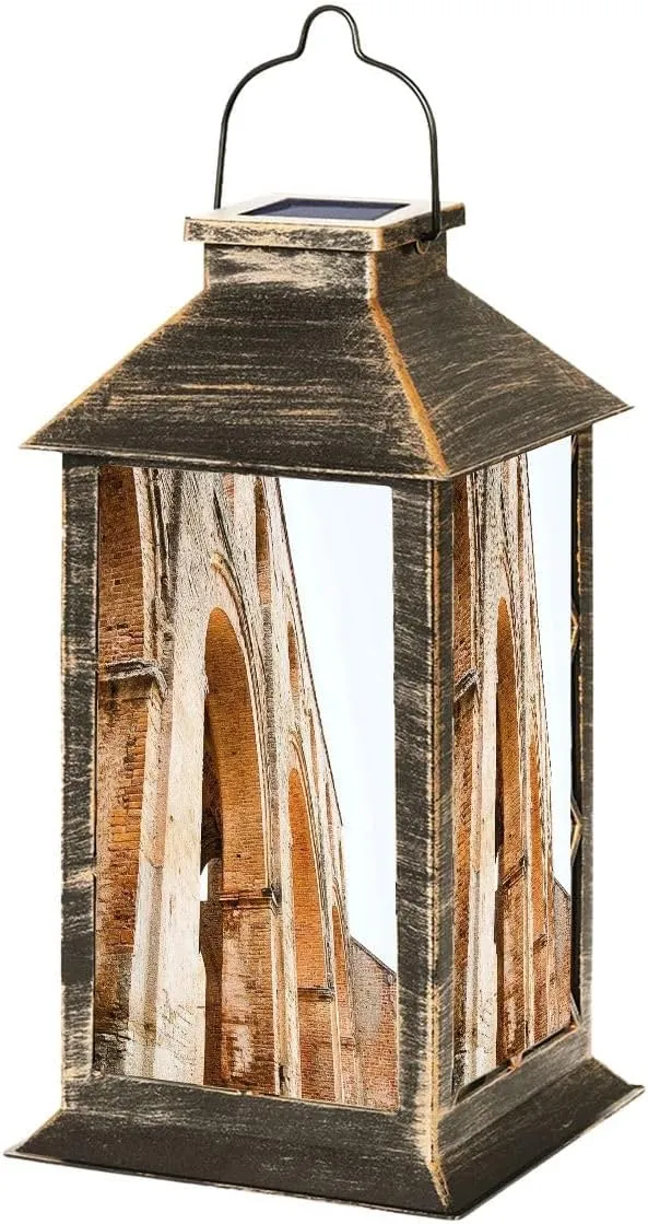 Solar Lantern Abbey San Galgano Outdoor Garden Hanging Lantern Waterproof Solar Powered Lighting Outside Table Lamp for Deck Yard Camping Patio Decor