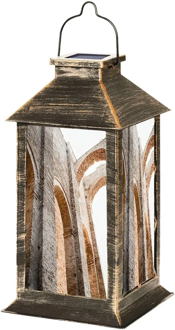 Solar Lantern Abbey San Galgano Outdoor Garden Hanging Lantern Waterproof Solar Powered Lighting Outside Table Lamp for Deck Yard Camping Patio Decor