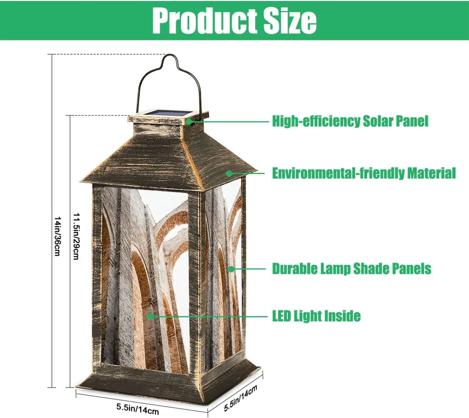 Solar Lantern Abbey San Galgano Outdoor Garden Hanging Lantern Waterproof Solar Powered Lighting Outside Table Lamp for Deck Yard Camping Patio Decor