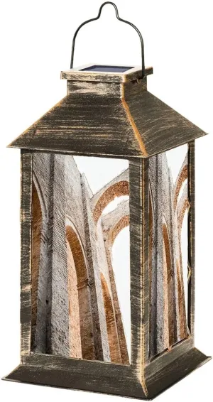 Solar Lantern Abbey San Galgano Outdoor Garden Hanging Lantern Waterproof Solar Powered Lighting Outside Table Lamp for Deck Yard Camping Patio Decor