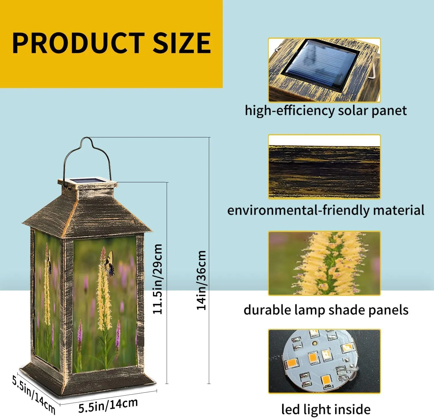 Solar Lantern Eastern Tiger Swallowtail Oglesby Prairie AR Outdoor Waterproof Garden Hanging Lantern Solar Powered Lighting Outside Table Lamp for Patio Deck Camping 1 Pack